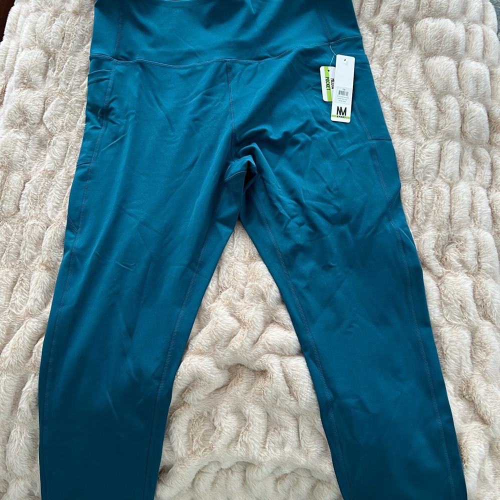 Nicole Miller MV Sport Dark Teal Leggings with Media Pocket 3X